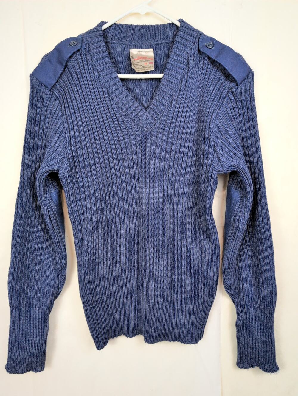Vintage Brigade Quartermasters wool navy sweater Size 38/M Military Wooly Pully